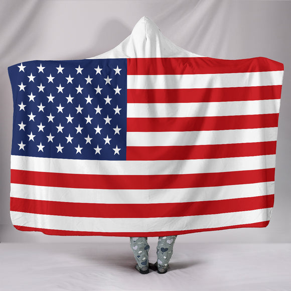 American Flag Hooded Blanket